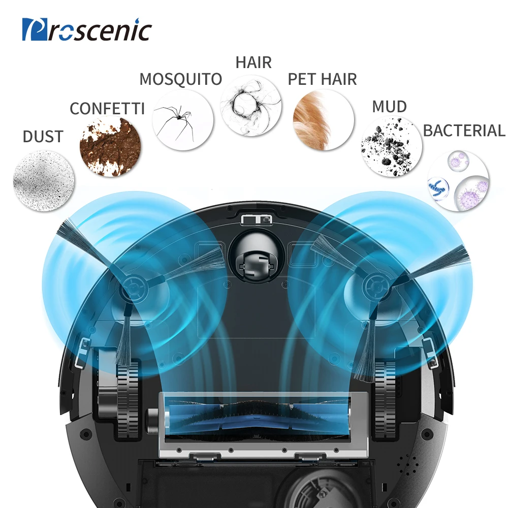 Proscenic 820P Robot Vacuum Cleaner Smart Planned 1800Pa Suction with wet cleaning for Home Carpet Cleaner Washing Smart Robot