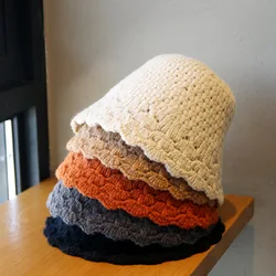 Harajuku Foldable Knitted Panama Breathable Fisherman's Cap Basin Sun Shading Bucket Hat Womens Sun Protection Caps for Ladies