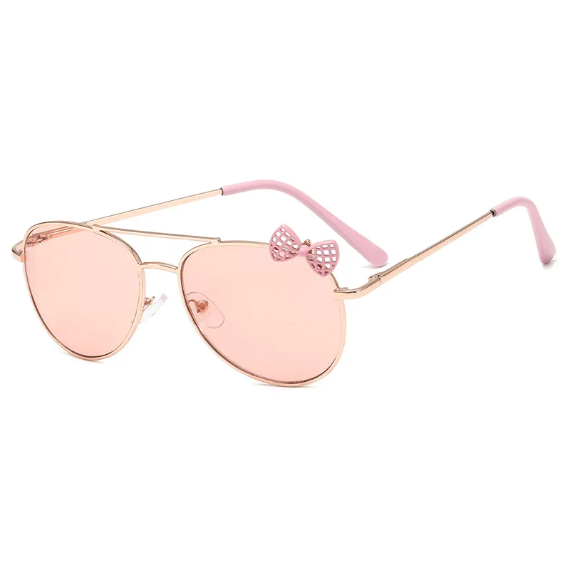 Модные Классические брендовые Винтажные Солнцезащитные очки из сплава для девочек от 3 до 7 лет, UV400 Oculos De Sol Gafas, n837 - Цвет линз: light pink