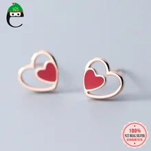 ElfoPlataSi,, настоящее Стерлинговое Серебро 925 пробы, модные ювелирные изделия, 8 мм X 9 мм, серьги-гвоздики в форме сердца для подростков, лучшие друзья, дочери, вечерние, XY1045