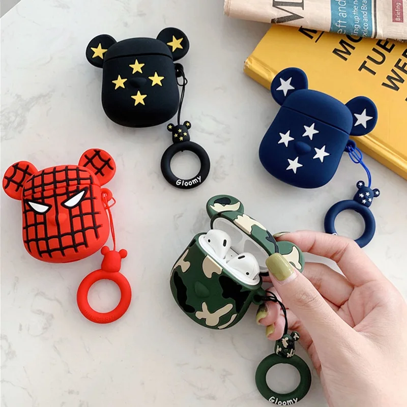 3D Bear Head беспроводной Чехол для наушников для Apple AirPods 1/2 силиконовый чехол для наушников для Airpods защитный чехол