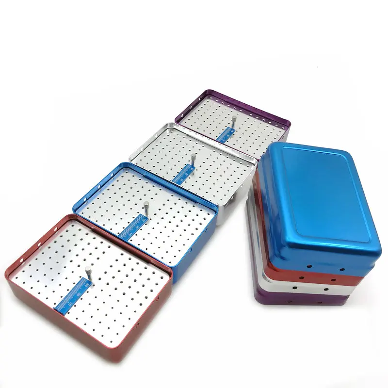 Tanie Nowy 120 otwory Dental Endo File Bur Holder Block sterylizator autoklaw Case pojemnik do dezynfekcji z linijką