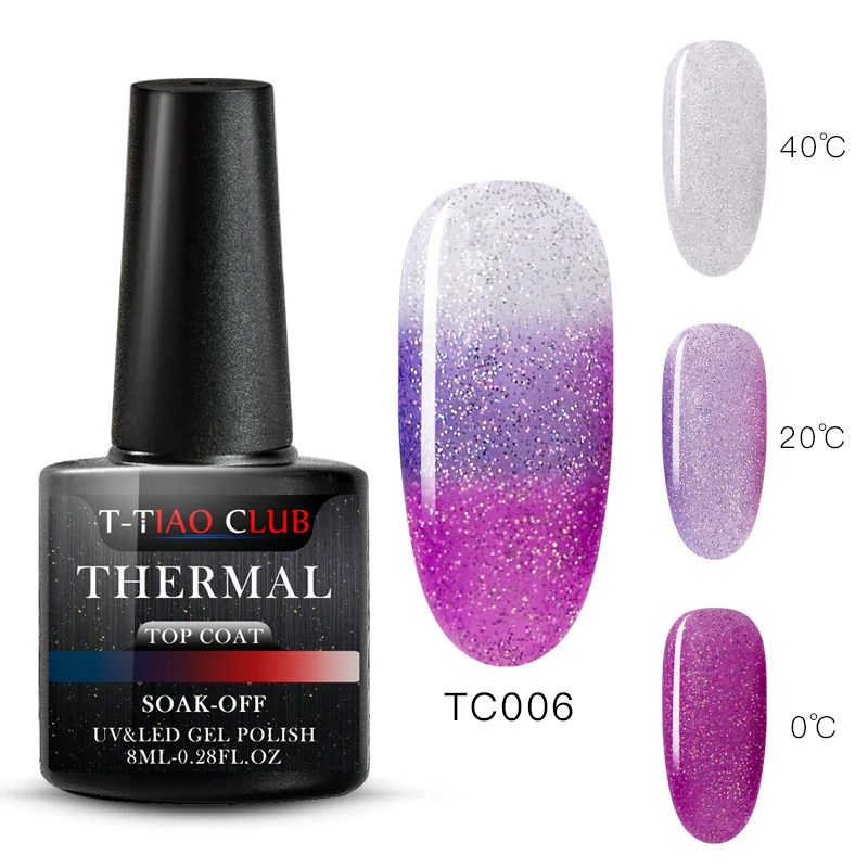 T-TIAO CLUB Thermal Glitter Gel Nail Polish Holographic Temperature Color-changing Varnish Semi Permanent Nail Art Gel Lacquer - Цвет: S03327