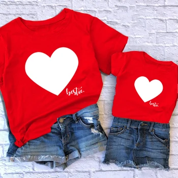 

Family matching clothes Funny Family Look T shirt love mother and daughter clothes red baby Cotton Mommy Mom and Me Clothes