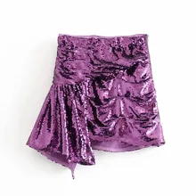 DEAT, весенняя, с блестками, высокая талия, с оборками, сексуальная, короткая, мини, нестандартная юбка для женщин, MH584