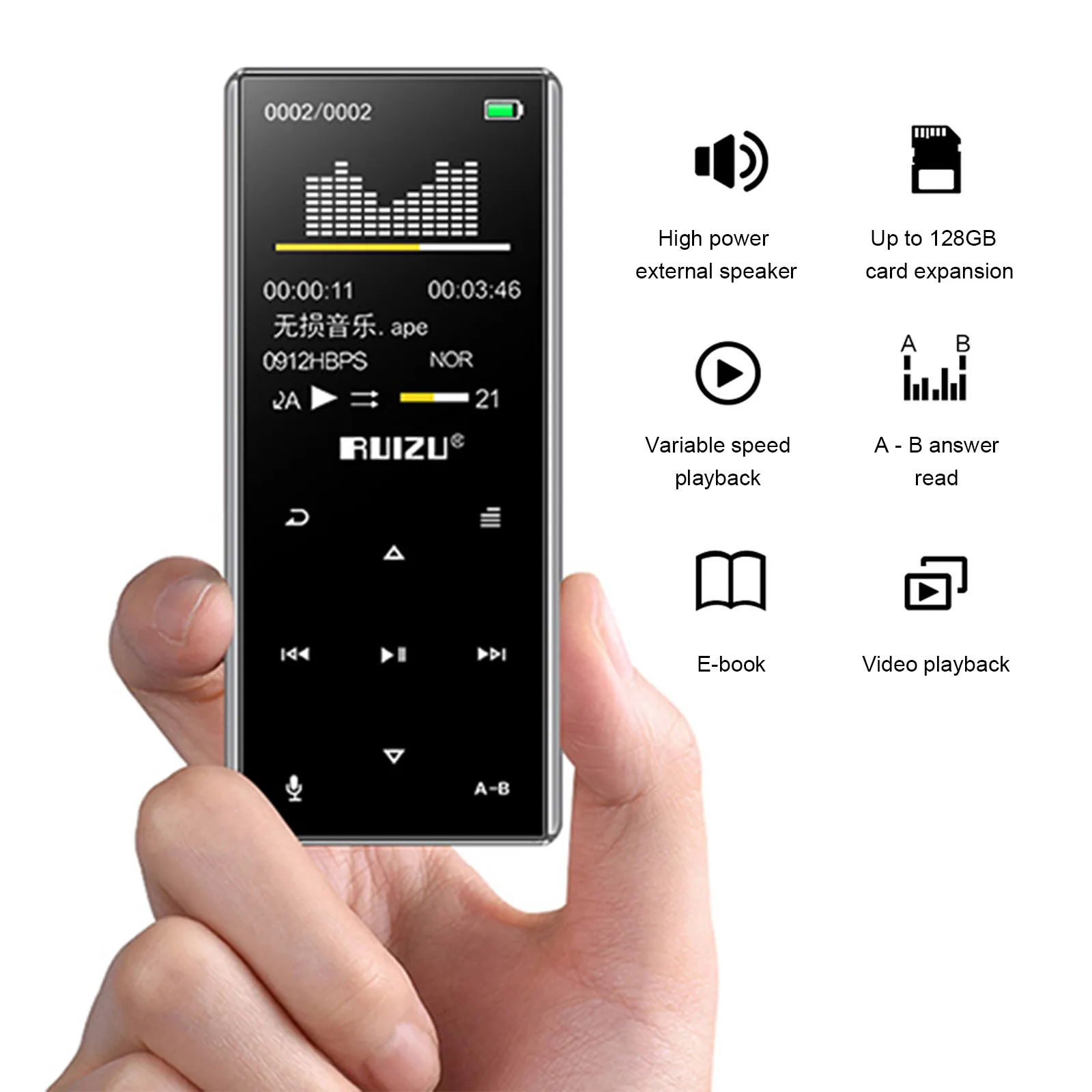 Портативный музыкальный видеоплеер RUIZU D29 BT MP3 проигрыватель без потерь с экраном