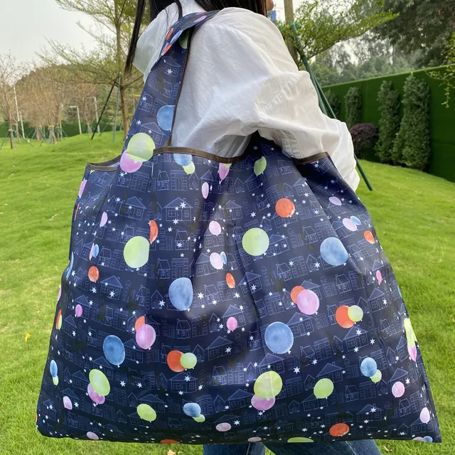 Large Reusable Grocery Store Green Shopping Bag 50 Pound Handbag Foldable Ladies Shoulder Bag Washable Handbag 2021 31014