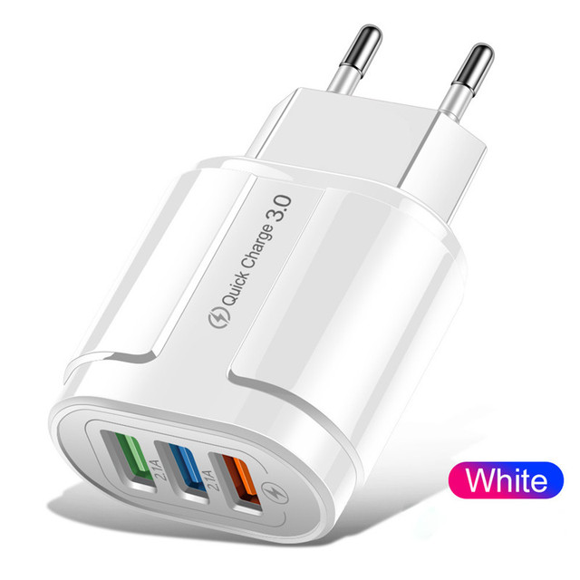 3 USB Fast Charger Quick Charge 3.0 Wall Mobile Phone Tablet Chargers For iPhone 12 Samsung Xiaomi Charging Charger