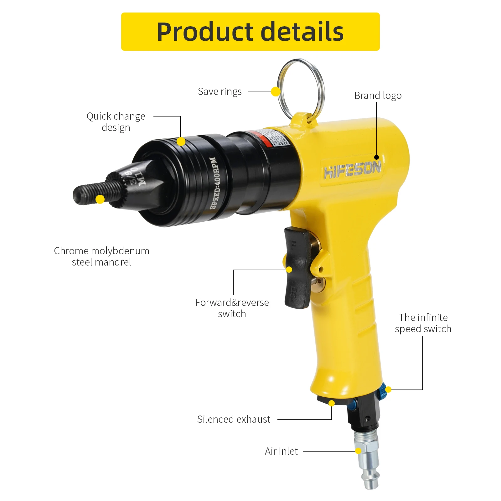 Rivet Gun Rivet Gun Set Rivet Nut Tool Pneumatic Rivet Nut Gun Insert Threaded Pull Setter Riveters Riveting Nuts Rivnut Tool for M3 M4 M5 M6 M8 M10 M12