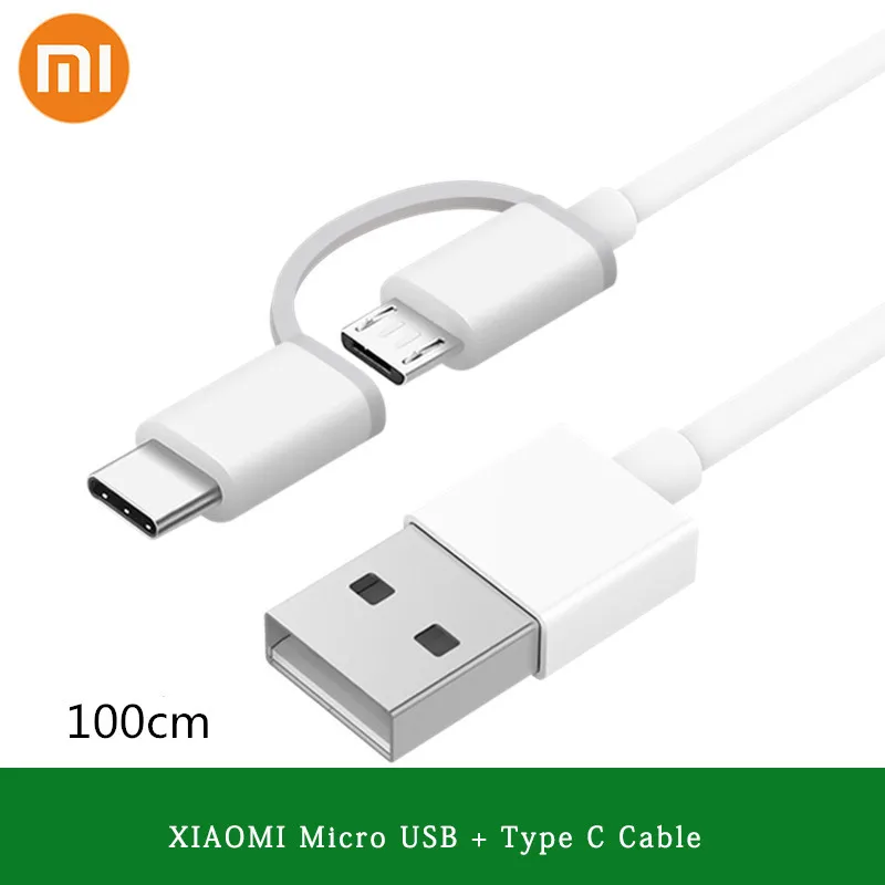 Оригинальный 100 см Xiaomi 2 в 1 Micro USB Type C кабель для быстрой зарядки Mi 9T 9SE 6 6x Redmi K30 K20 Note