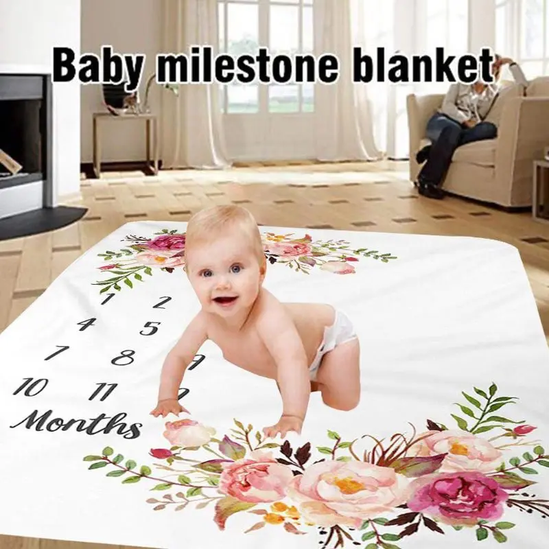Детское одеяло фланелевый фон для фотосессии новорожденных с месячной таблицей роста для девочек и мальчиков