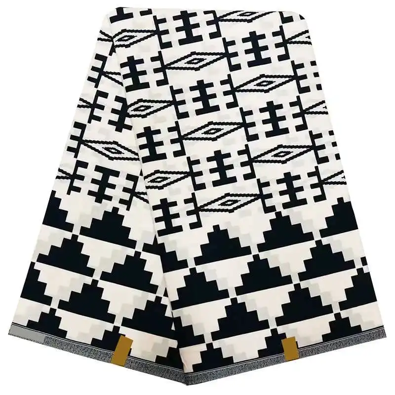 Черный и белый африканская мода Анкара Воск Ткань 6 ярдов/лот хлопок настоящий воск ткань для женщин платье