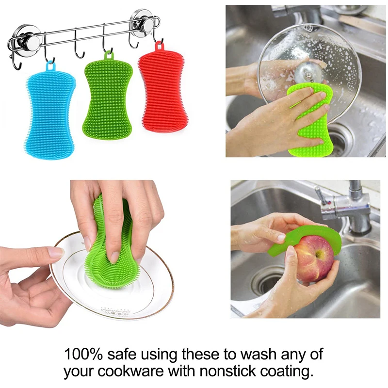 3pcs Silicone Sponge Dish Washing Kitchen Scrubber - Magic Food