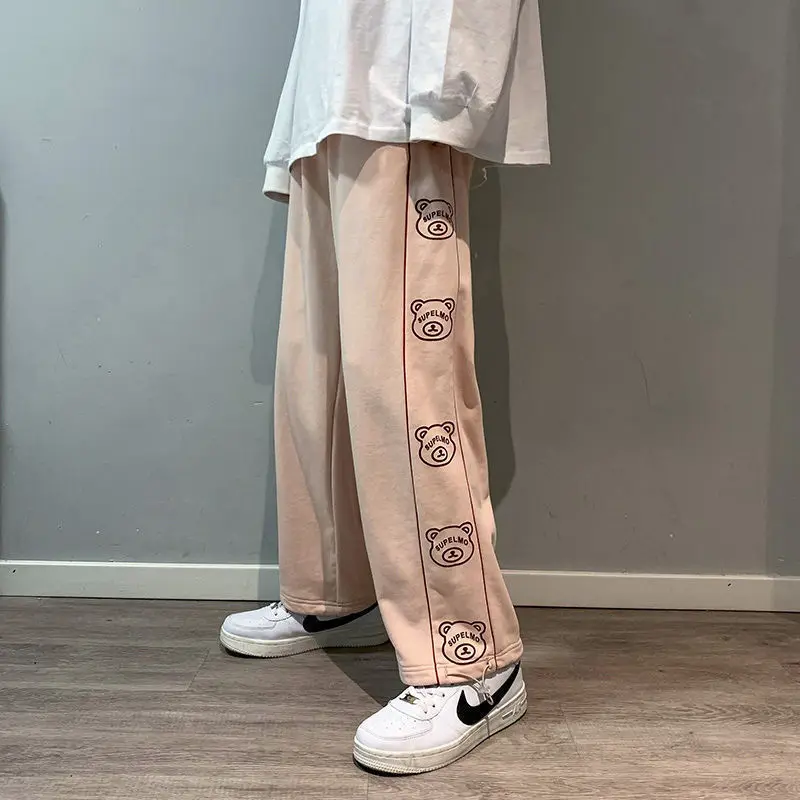 Kawaii Pink Sports Pants Winter Korean Fashion Oversize Joggers Women Harajuku High Waist Cartoon Loose Black Sweatpants Cute