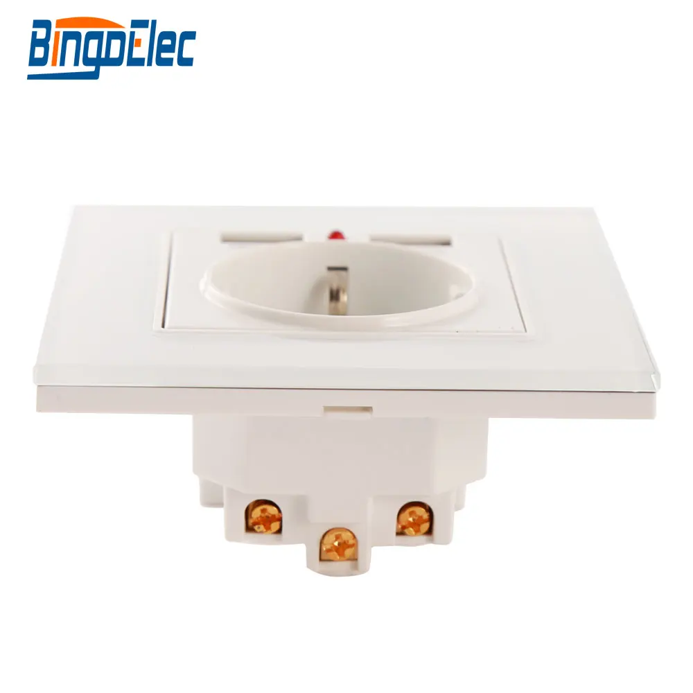 Bingoelec розетка электропитания с usb зарядкой ЕС стандартная стеклянная панель электрическая немецкая Розетка с двойным 2,1 A USB штепсельная вилка