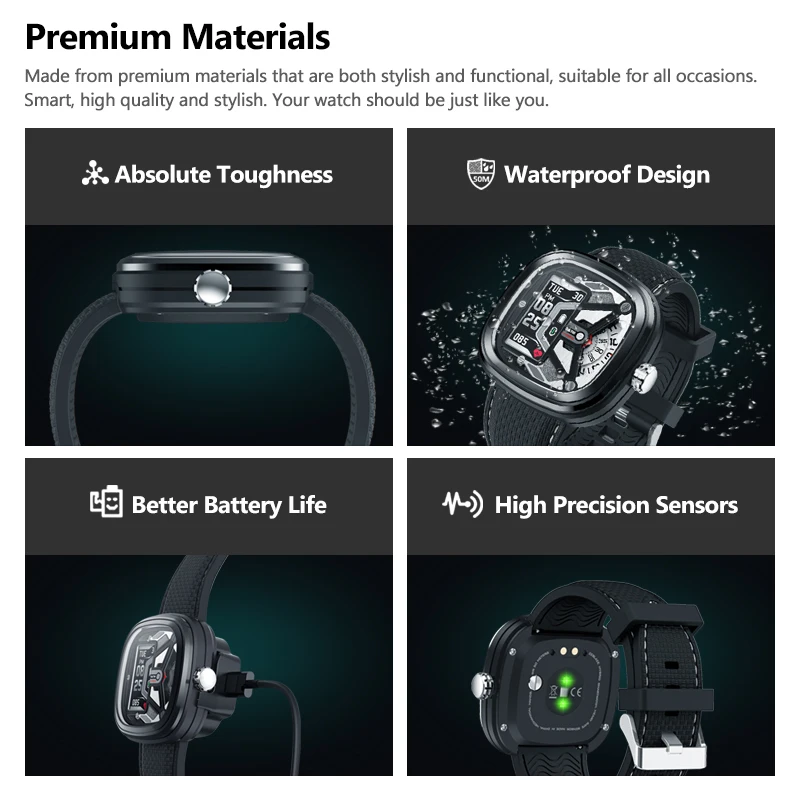 New Smartwatch Heart Rate Blood Pressure 50M Waterproof Exercise Tracking Sleep Tracking Smart Notifications