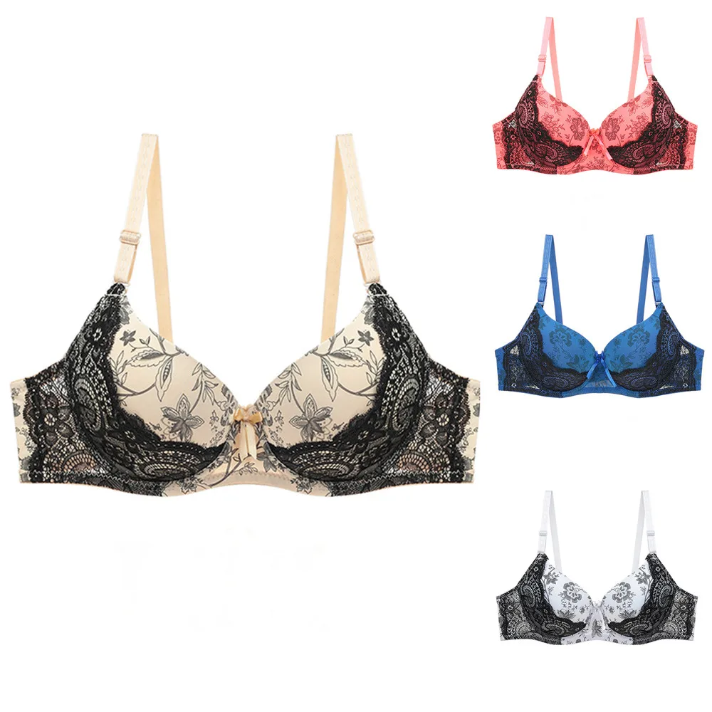 Sexy Bra Plus Size Lingerie Femme Printing Lace Push Up Bra Brassiere