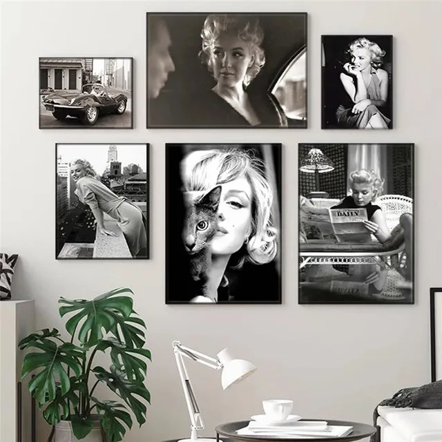 Marilyn Monroe Black & White Pictures Printed on Canvas 2