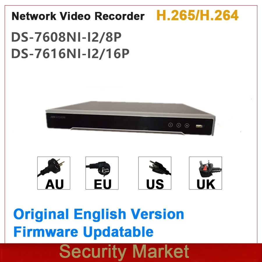 Original Hikvision internacional versión integrado Plug & Play 4K NVR POE 8CH y 16CH DS-7608NI-I2/8P DS-7616NI-I2/16P H.265/H.264