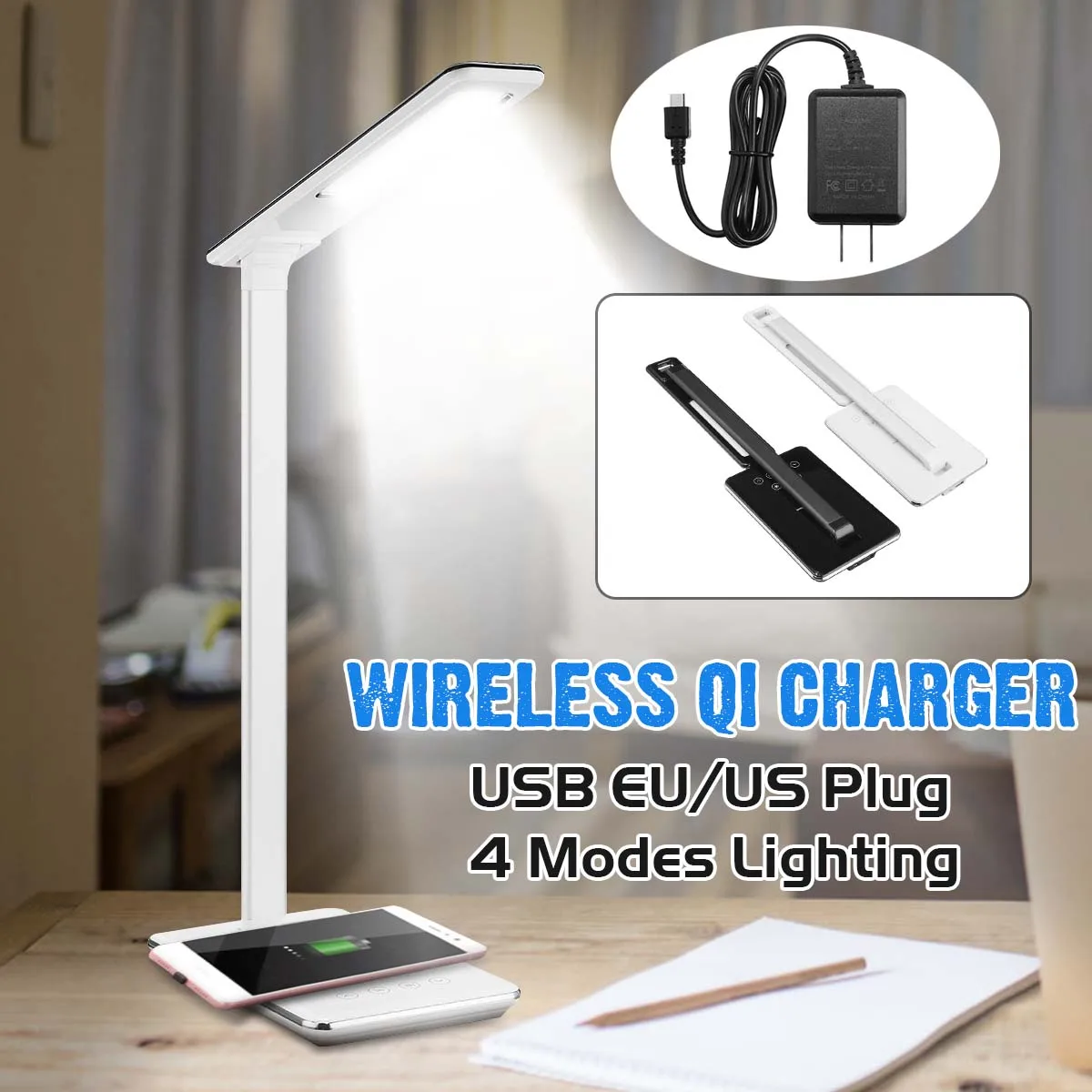 

Foldable 48 LED Lamp Qi Wireless Charger Pad Charger For iPhone 8 X R XS MAS Table Desktop Desk LED Light Fast Wireless Charger