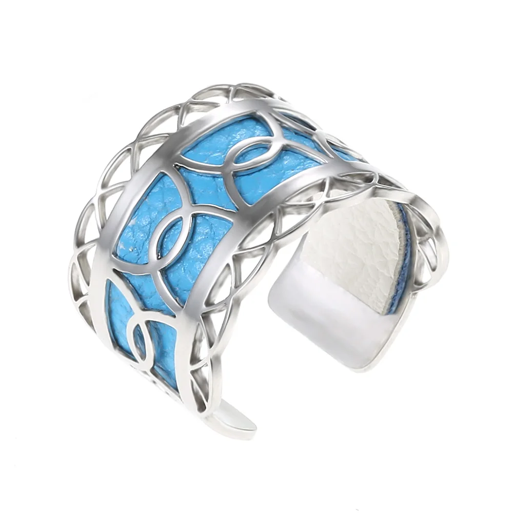SR0005703 Cremo Bague bijoux femme, кольцо из нержавеющей стали, регулируемое кольцо, модное, открытое, свободный размер, Argent, двустороннее кожаное кольцо, Жоржет - Цвет основного камня: SR0005703