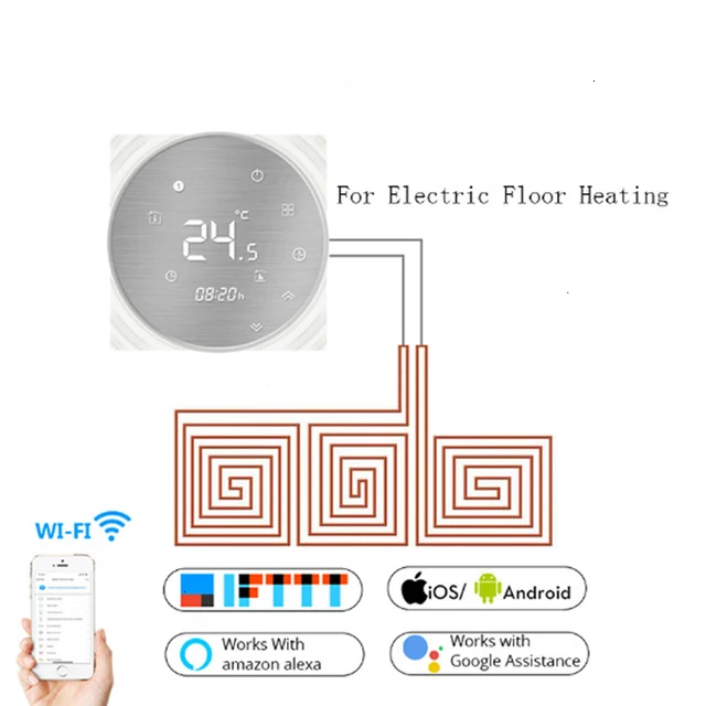Умный WiFi термостат, регулятор температуры воды, электрический теплый пол, Подогрев воды, газовый котел работает с Echo Google Home Tuya - Цвет: 16A Electric Heating