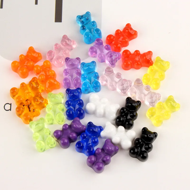 50Pcs Cute Bear Flat Back Planar Resin Color DIY Crafts Supplies Phone Shell Patch Decor Arts Material Kids Hair Accessories