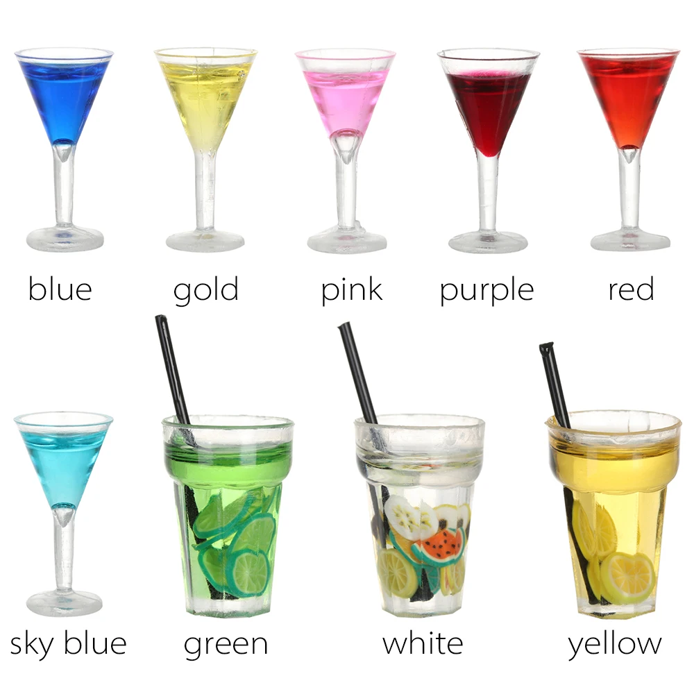 Miniature Fruit Tea Cocktail Resin Play Set - Dollhouse Decoration Accessories