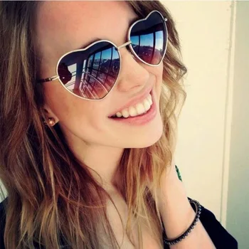 

Ladies Heart Shaped Sunglasses Metal Women2020 Brand Designer Fashion Rimless LOVE Glasses Ray Men Mirror Oculos De Sol Feminino