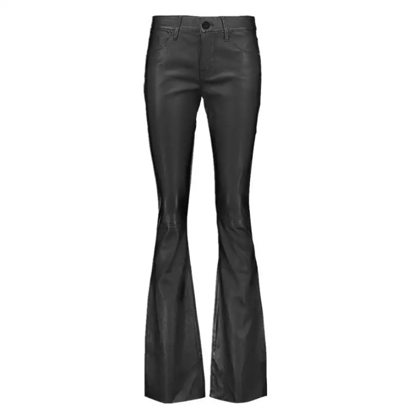 Женские облегающие брюки клеш со средней талией из ПУ кожи|flare pants|pu leather pantsfashion pants