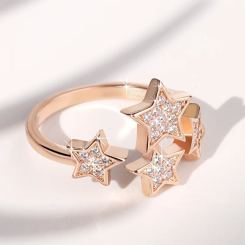 ZHOUYANG, регулируемые кольца для женщин, маленькая звезда, изысканная личность, кубический цирконий, 3 цвета, вечерние, подарок, модное ювелирное изделие KBR072