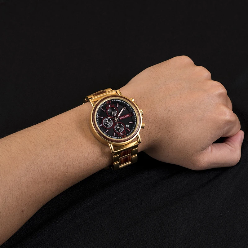 Часы мужские BOBOBIRD Роскошные наручные часы jam tangan pria дерево и нержавеющая сталь часы хронограф L-S18-4/5 логотип на заказ