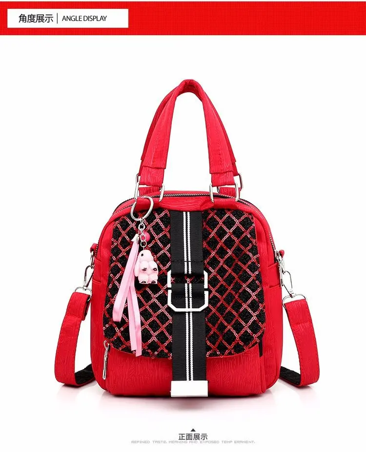WOMEN'S Bag Students Shoulder Three-purpose Bag Shoulder Cross-body Hand Casual Sequin Bag Multi-functional 1800-14