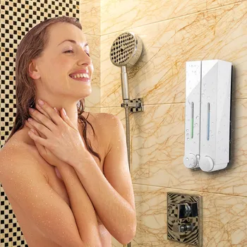

Wall Mount Washing Lotion Soap Shampoo Hand Sanitizer Dispenser 420ml Two-cup Innovative Non-drip Design Eliminates Waste #yl10
