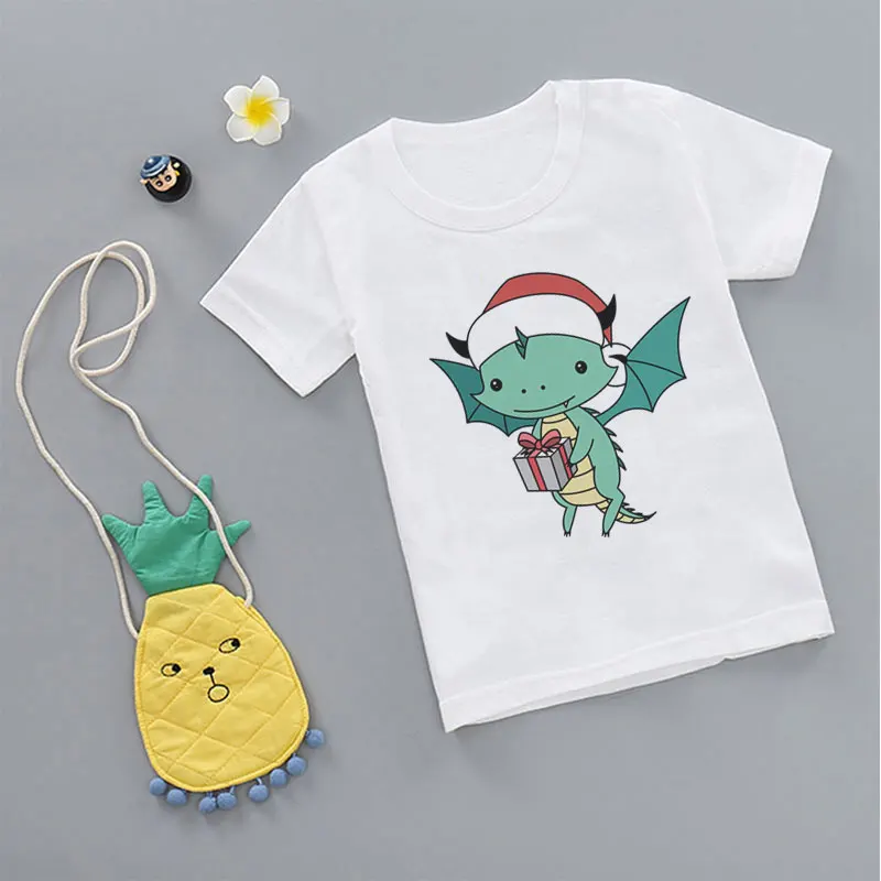 Забавная Рождественская рубашка с рисунком акулы, единорога, милые модные футболки для мальчиков, футболки для отдыха для девочек, Harajuku, с круглым вырезом - Цвет: 2776