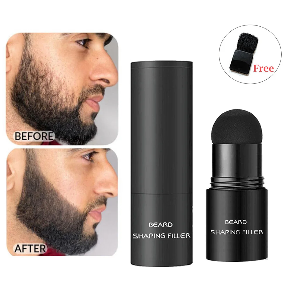 New Beard Filler Beard Filling Powder Stamp Waterproof Mustache Repair Enhancer Shaping Stamp for Men Black/Dark Brown