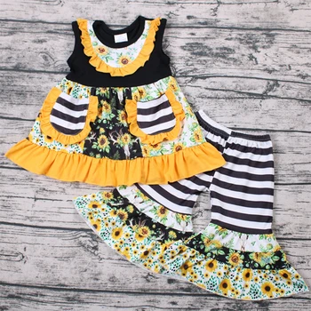 

spring baby set clothes children boutique clothing sleeveless tunic top and capris pant outfit set baby girl spring outfit