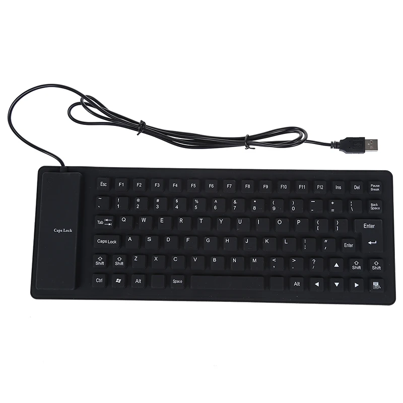 Гибкая Складная USB клавиатура моющаяся черная прочная и бесшумная