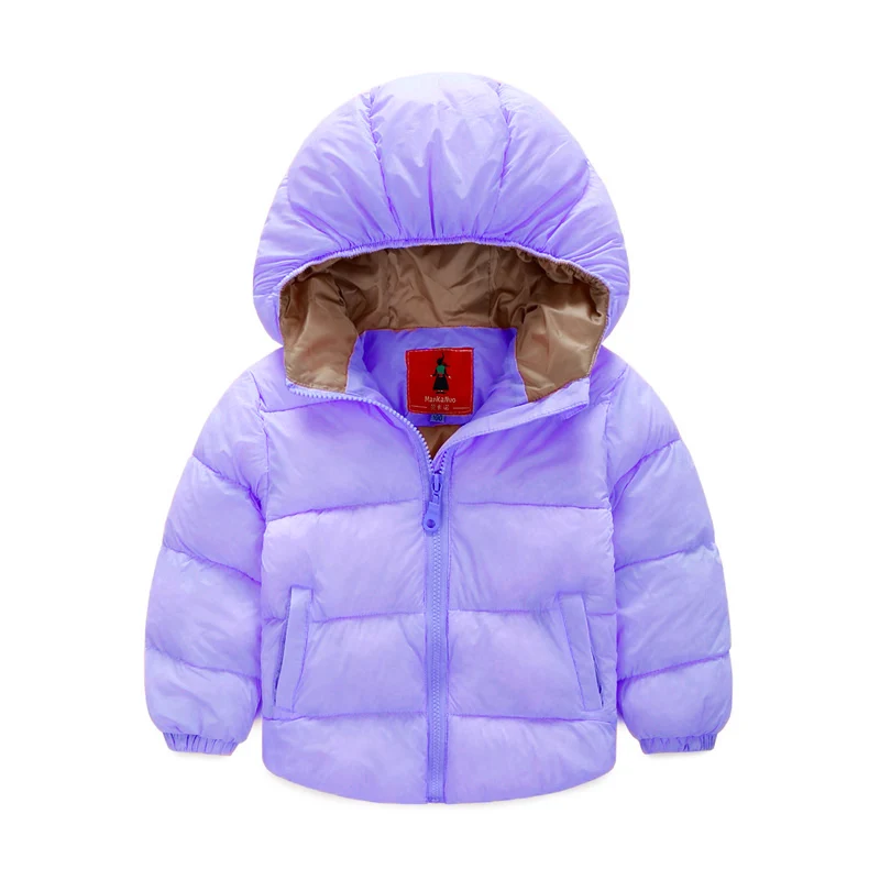 Пуховик для маленьких девочек, одежда с хлопковой подкладкой для девочек г., осенне-зимнее пальто для мальчиков, пуховик Детская верхняя одежда, пальто - Цвет: Purple