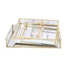 Nordic Retro Storage Tray Gold Rectangle Glass Makeup Organizer Tray Dessert Plate Jewelry Display Home Kitchen Decor 3