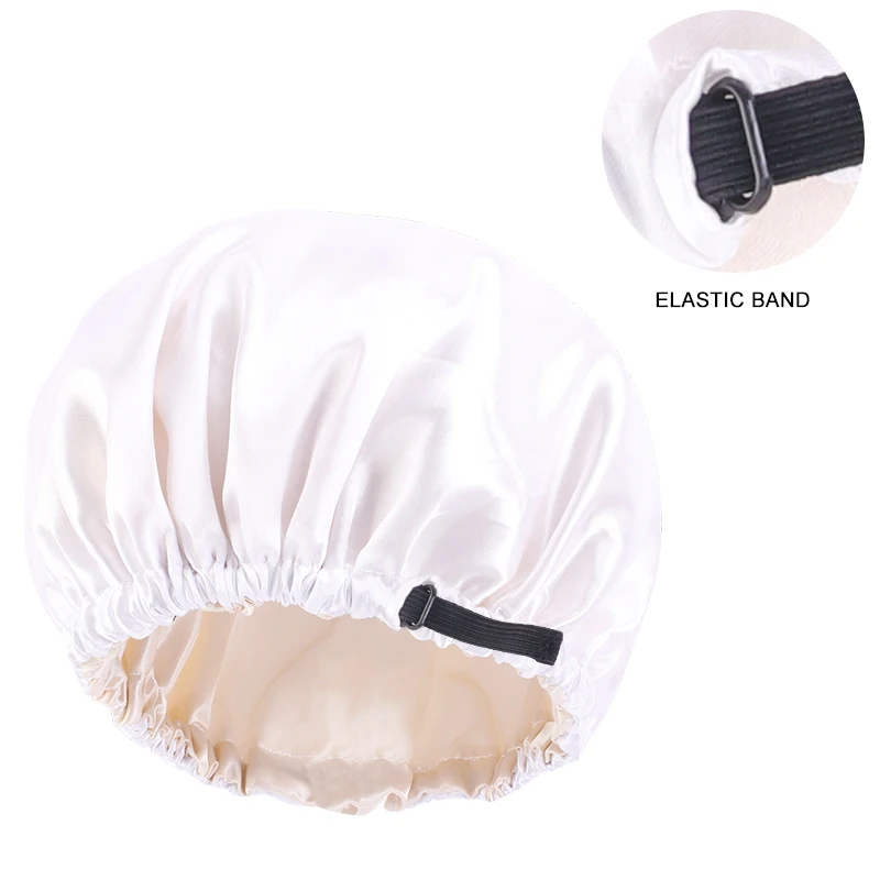 New Reversible Satin Bonnet double layer adjustable size Sleep Night Cap Head Cover Bonnet Hat for For Curly Springy Hair Black ladies head wraps Hair Accessories