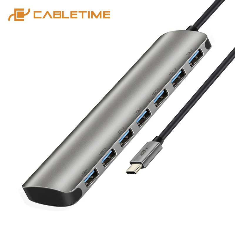 CABLETIME USB C концентратор USB 3,1 type-C до 7 в 1 USB 3,0 концентратор Высокоскоростной с питанием концентратор USB type C для Macbook компьютера ноутбука C048