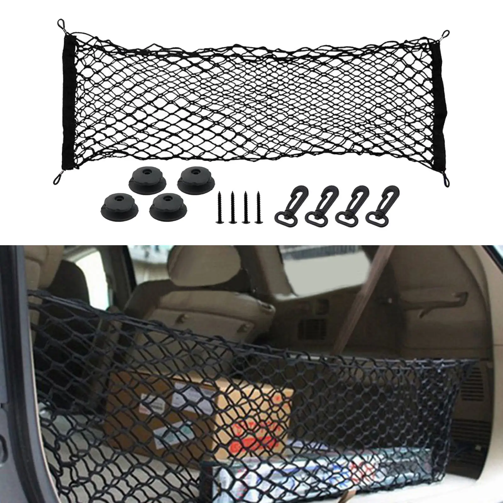 Envelope Style Vertical Rear Trunk Mesh Stretchable Cargo Net For Suv