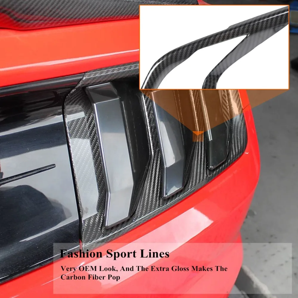for Ford Mustang Accessories Car Exterior Tail Light Carbon Fiber Decorative Sticker ABS Trim Taillight Guard Cover