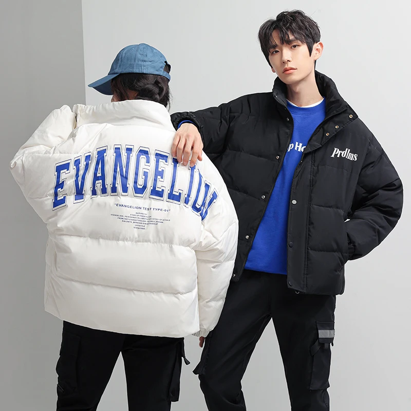 Winter tide brand down jacket lovers fashion big letter hoodwd bread coat teenagers outdoor trend casual wear for men and women