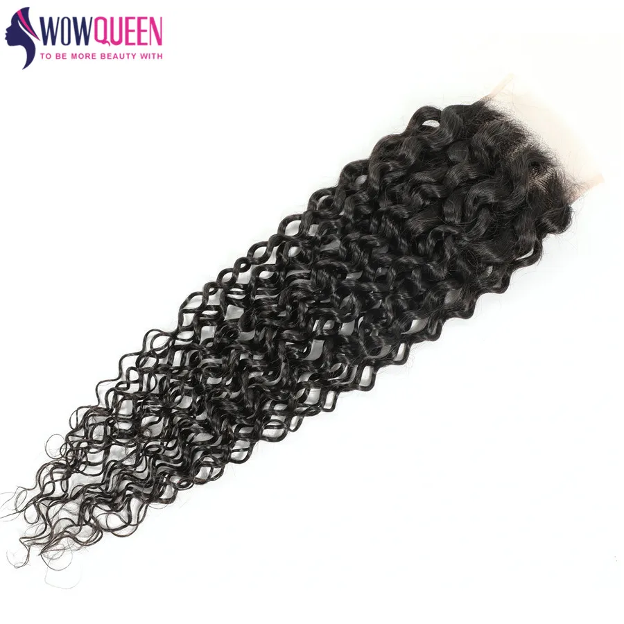 Fechamento de Wowqueen Fechamento de Fechamento de 7x7 e Pacotes de Ondas Água Remy Cabelo Brasileiro Tece Humano d' 6 Pacotes com 3/4 com fecho