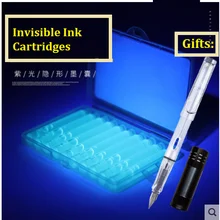 Cartouches d'encre invisibles Non carbone luminescentes, 3.4mm de diamètre, Anti fausse encre, stylo fontaine créatif, 10/50 pièces