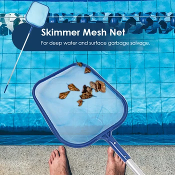 

Durable Swimming Pool Fine Mesh Skimmer Practical Multi-functional Salvage Net Catcher Bag + 5pcs Section Pole Rake
