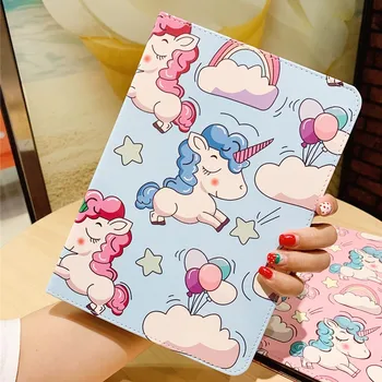 

For iPad 9.7inch Mini 1/2/3/4/5 Cartoon Unicorn Pony Leather Case Smart Flip Wake-up Protective Casing Protector Stand Cover