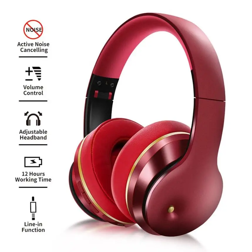 EL528 Bluetooth Headset 5.0 Wireless ANC Noise Canceling Headphone Head-mounted Over Ear Earbuds Shocking Bass Foldable Earphone